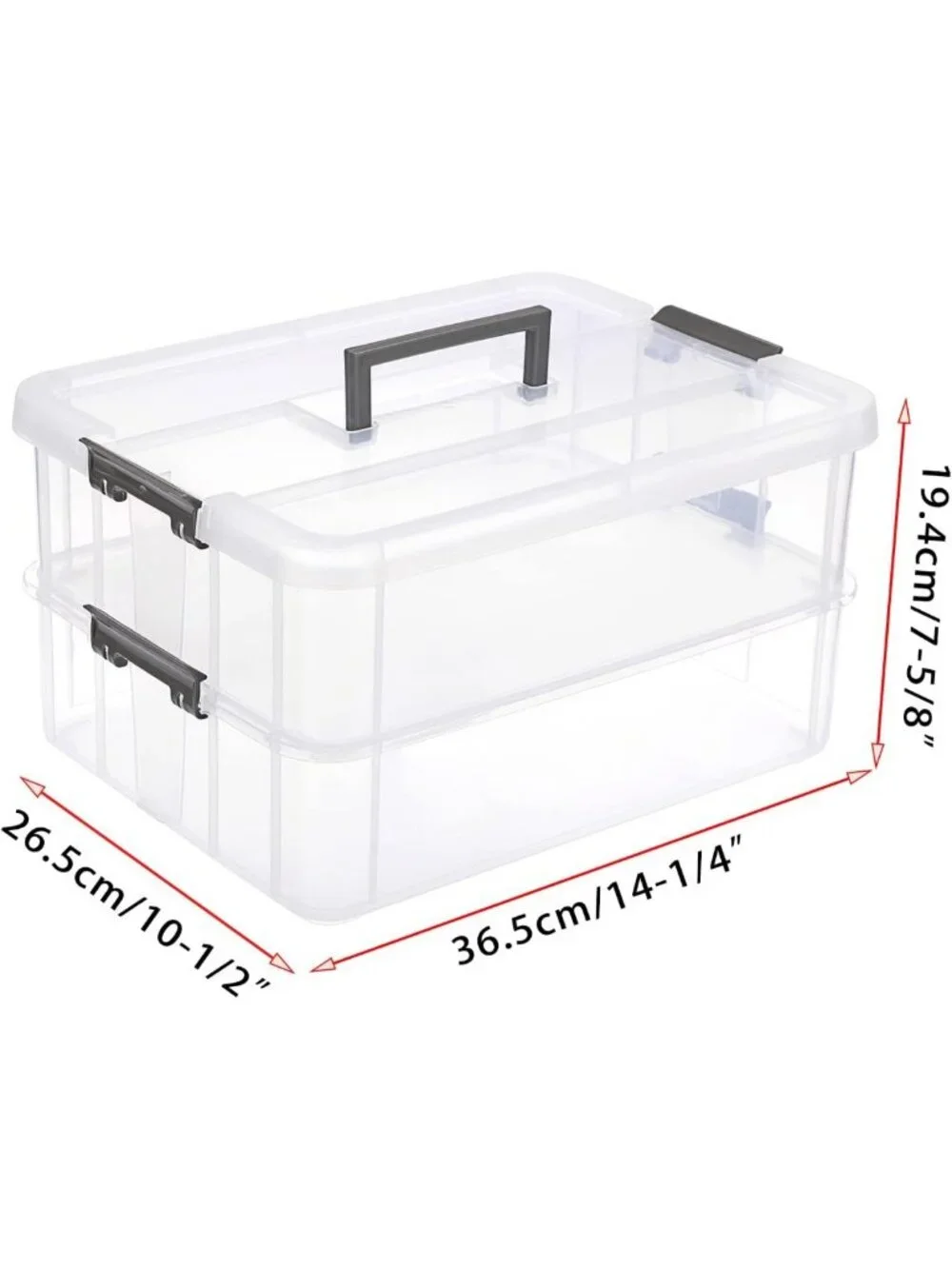 Clear Stackable 2-Tier Storage Containers with Handle | Craft & Office Organizer